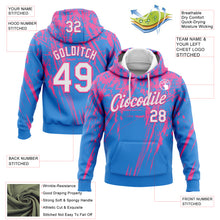 Load image into Gallery viewer, Custom Stitched Powder Blue White-Pink 3D Pattern Design Splash Grunge Art Sports Pullover Sweatshirt Hoodie
