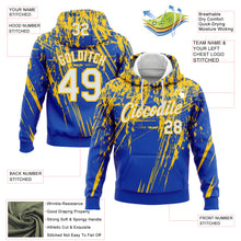 Загрузить изображение в средство просмотра галереи, Custom Stitched Thunder Blue White-Yellow 3D Pattern Design Splash Grunge Art Sports Pullover Sweatshirt Hoodie

