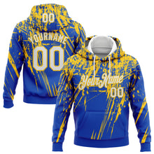 Загрузить изображение в средство просмотра галереи, Custom Stitched Thunder Blue White-Yellow 3D Pattern Design Splash Grunge Art Sports Pullover Sweatshirt Hoodie

