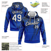 Загрузить изображение в средство просмотра галереи, Custom Stitched Thunder Blue White-Black 3D Pattern Design Splash Grunge Art Sports Pullover Sweatshirt Hoodie
