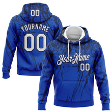 Загрузить изображение в средство просмотра галереи, Custom Stitched Thunder Blue White-Navy 3D Pattern Design Splash Grunge Art Sports Pullover Sweatshirt Hoodie
