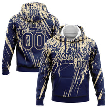 Load image into Gallery viewer, Custom Stitched Navy Cream 3D Pattern Design Splash Grunge Art Sports Pullover Sweatshirt Hoodie
