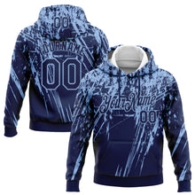 Load image into Gallery viewer, Custom Stitched Navy Light Blue 3D Pattern Design Splash Grunge Art Sports Pullover Sweatshirt Hoodie
