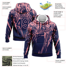 Load image into Gallery viewer, Custom Stitched Navy Medium Pink 3D Pattern Design Splash Grunge Art Sports Pullover Sweatshirt Hoodie
