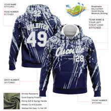 Load image into Gallery viewer, Custom Stitched Navy White-Silver 3D Pattern Design Splash Grunge Art Sports Pullover Sweatshirt Hoodie
