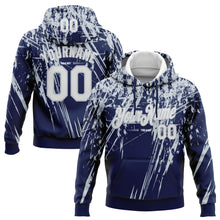 Load image into Gallery viewer, Custom Stitched Navy White-Silver 3D Pattern Design Splash Grunge Art Sports Pullover Sweatshirt Hoodie
