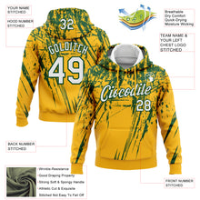 Load image into Gallery viewer, Custom Stitched Gold White-Green 3D Pattern Design Splash Grunge Art Sports Pullover Sweatshirt Hoodie
