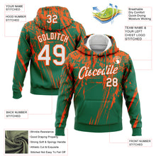 Load image into Gallery viewer, Custom Stitched Kelly Green White-Orange 3D Pattern Design Splash Grunge Art Sports Pullover Sweatshirt Hoodie
