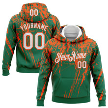 Load image into Gallery viewer, Custom Stitched Kelly Green White-Orange 3D Pattern Design Splash Grunge Art Sports Pullover Sweatshirt Hoodie
