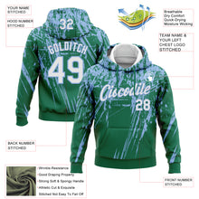 Load image into Gallery viewer, Custom Stitched Kelly Green White-Light Blue 3D Pattern Design Splash Grunge Art Sports Pullover Sweatshirt Hoodie
