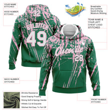 Load image into Gallery viewer, Custom Stitched Kelly Green White-Light Pink 3D Pattern Design Splash Grunge Art Sports Pullover Sweatshirt Hoodie
