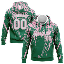 Load image into Gallery viewer, Custom Stitched Kelly Green White-Light Pink 3D Pattern Design Splash Grunge Art Sports Pullover Sweatshirt Hoodie
