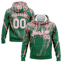 Load image into Gallery viewer, Custom Stitched Kelly Green White-Medium Pink 3D Pattern Design Splash Grunge Art Sports Pullover Sweatshirt Hoodie
