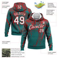 Load image into Gallery viewer, Custom Stitched Teal White-Red 3D Pattern Design Splash Grunge Art Sports Pullover Sweatshirt Hoodie
