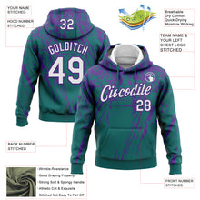 Load image into Gallery viewer, Custom Stitched Teal White-Purple 3D Pattern Design Splash Grunge Art Sports Pullover Sweatshirt Hoodie
