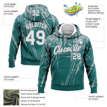 Load image into Gallery viewer, Custom Stitched Teal White-Gray 3D Pattern Design Splash Grunge Art Sports Pullover Sweatshirt Hoodie
