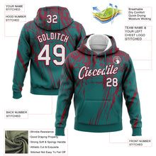 Load image into Gallery viewer, Custom Stitched Teal White-Crimson 3D Pattern Design Splash Grunge Art Sports Pullover Sweatshirt Hoodie
