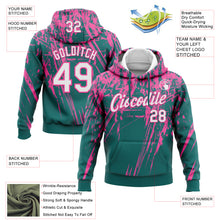 Load image into Gallery viewer, Custom Stitched Teal White-Pink 3D Pattern Design Splash Grunge Art Sports Pullover Sweatshirt Hoodie

