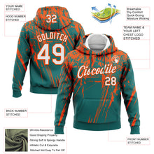 Load image into Gallery viewer, Custom Stitched Teal White-Orange 3D Pattern Design Splash Grunge Art Sports Pullover Sweatshirt Hoodie
