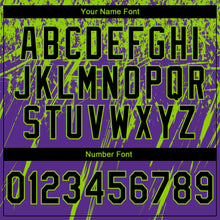 Загрузить изображение в средство просмотра галереи, Custom Stitched Purple Black-Neon Green 3D Pattern Design Splash Grunge Art Sports Pullover Sweatshirt Hoodie
