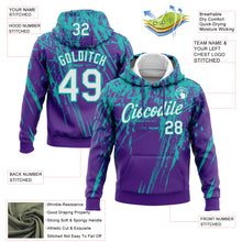 Загрузить изображение в средство просмотра галереи, Custom Stitched Purple White-Aqua 3D Pattern Design Splash Grunge Art Sports Pullover Sweatshirt Hoodie
