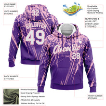 Загрузить изображение в средство просмотра галереи, Custom Stitched Purple White-Light Pink 3D Pattern Design Splash Grunge Art Sports Pullover Sweatshirt Hoodie
