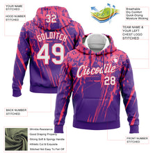 Загрузить изображение в средство просмотра галереи, Custom Stitched Purple White-Neon Pink 3D Pattern Design Splash Grunge Art Sports Pullover Sweatshirt Hoodie
