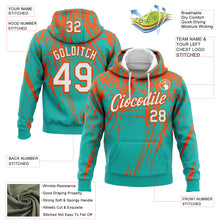 Загрузить изображение в средство просмотра галереи, Custom Stitched Aqua White-Orange 3D Pattern Design Splash Grunge Art Sports Pullover Sweatshirt Hoodie
