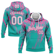 Загрузить изображение в средство просмотра галереи, Custom Stitched Aqua White-Pink 3D Pattern Design Splash Grunge Art Sports Pullover Sweatshirt Hoodie
