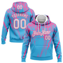 Загрузить изображение в средство просмотра галереи, Custom Stitched Sky Blue White-Pink 3D Pattern Design Splash Grunge Art Sports Pullover Sweatshirt Hoodie
