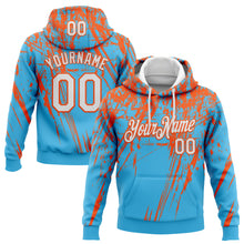 Загрузить изображение в средство просмотра галереи, Custom Stitched Sky Blue White-Orange 3D Pattern Design Splash Grunge Art Sports Pullover Sweatshirt Hoodie
