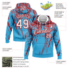 Загрузить изображение в средство просмотра галереи, Custom Stitched Sky Blue White-Red 3D Pattern Design Splash Grunge Art Sports Pullover Sweatshirt Hoodie
