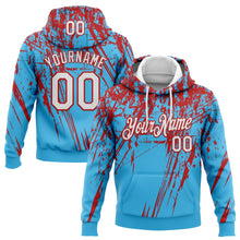 Загрузить изображение в средство просмотра галереи, Custom Stitched Sky Blue White-Red 3D Pattern Design Splash Grunge Art Sports Pullover Sweatshirt Hoodie
