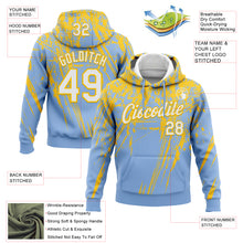 Load image into Gallery viewer, Custom Stitched Light Blue White-Yellow 3D Pattern Design Splash Grunge Art Sports Pullover Sweatshirt Hoodie
