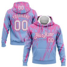 Load image into Gallery viewer, Custom Stitched Light Blue White-Pink 3D Pattern Design Splash Grunge Art Sports Pullover Sweatshirt Hoodie
