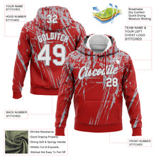 Charger l&#39;image dans la galerie, Custom Stitched Red White-Gray 3D Pattern Design Splash Grunge Art Sports Pullover Sweatshirt Hoodie
