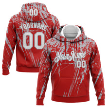 Charger l&#39;image dans la galerie, Custom Stitched Red White-Gray 3D Pattern Design Splash Grunge Art Sports Pullover Sweatshirt Hoodie
