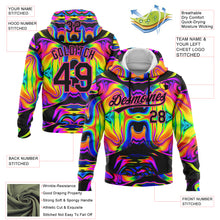 Load image into Gallery viewer, Custom Stitched Black Pink 3D Pattern Design Abstract Iridescent Psychedelic Swirl Fluid Art Sports Pullover Sweatshirt Hoodie

