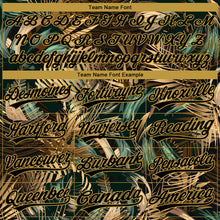 Laden Sie das Bild in den Galerie-Viewer, Custom Stitched Black Old Gold 3D Tropical Leaves In The Style Of Jungle And Hawaii Sports Pullover Sweatshirt Hoodie
