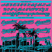 Load image into Gallery viewer, Custom Stitched Pink Sky Blue-Black 3D Miami Palm Trees City Edition Sports Pullover Sweatshirt Hoodie
