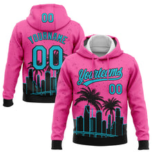 Load image into Gallery viewer, Custom Stitched Pink Sky Blue-Black 3D Miami Palm Trees City Edition Sports Pullover Sweatshirt Hoodie

