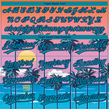 Laden Sie das Bild in den Galerie-Viewer, Custom Stitched Orange Teal Pink Blue-Navy 3D Sun Beach Hawaii Palm Trees Sports Pullover Sweatshirt Hoodie
