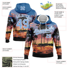 Laden Sie das Bild in den Galerie-Viewer, Custom Stitched Blue Light Blue-White 3D Hawaii Palm Trees Sports Pullover Sweatshirt Hoodie
