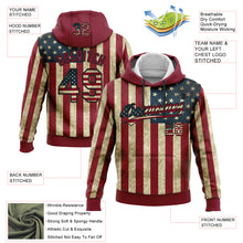 Load image into Gallery viewer, Custom Stitched Crimson Vintage USA Flag Cream-Black 3D American Flag Sports Pullover Sweatshirt Hoodie
