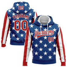 Load image into Gallery viewer, Custom Stitched Royal Red-White 3D American Flag Sports Pullover Sweatshirt Hoodie

