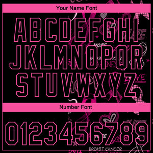 Custom Stitched Black Pink 3D Pattern Design Pink Ribbon Breast Cancer Awareness Month Women Health Care Support Sports Pullover Sweatshirt Hoodie