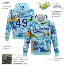 Laden Sie das Bild in den Galerie-Viewer, Custom Stitched Blue Royal-White 3D Beach Hawaii Palm Trees And Flowers Sports Pullover Sweatshirt Hoodie
