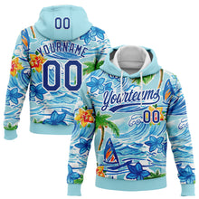 Laden Sie das Bild in den Galerie-Viewer, Custom Stitched Blue Royal-White 3D Beach Hawaii Palm Trees And Flowers Sports Pullover Sweatshirt Hoodie
