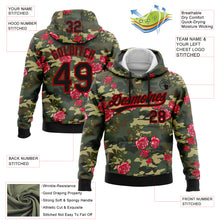 Load image into Gallery viewer, Custom Stitched Camo Black-Red 3D Rose Sports Pullover Sweatshirt Salute To Service Hoodie
