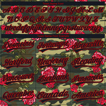 Load image into Gallery viewer, Custom Stitched Camo Black-Red 3D Rose Sports Pullover Sweatshirt Salute To Service Hoodie
